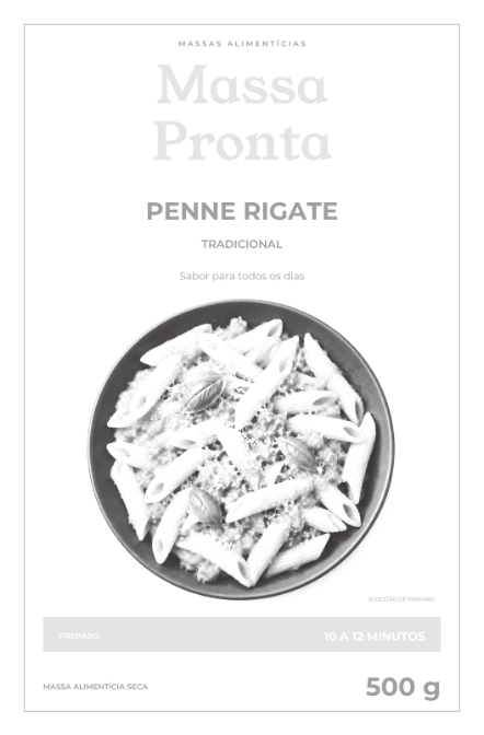 Separação em black da frente da embalagem do Penne