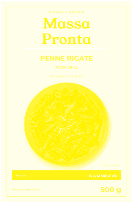 Separação em yellow da frente da embalagem do Penne